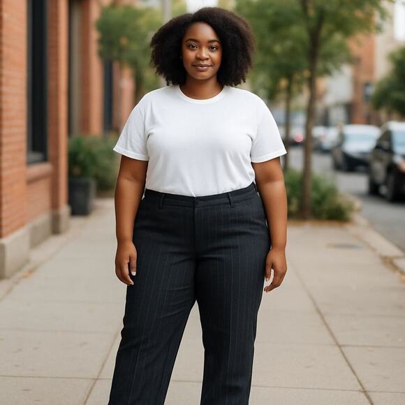 Banana Republic Brushed Flannel Straight Trouser Size 16 Gray Pinstripe Work NEW - Picture 13 of 13